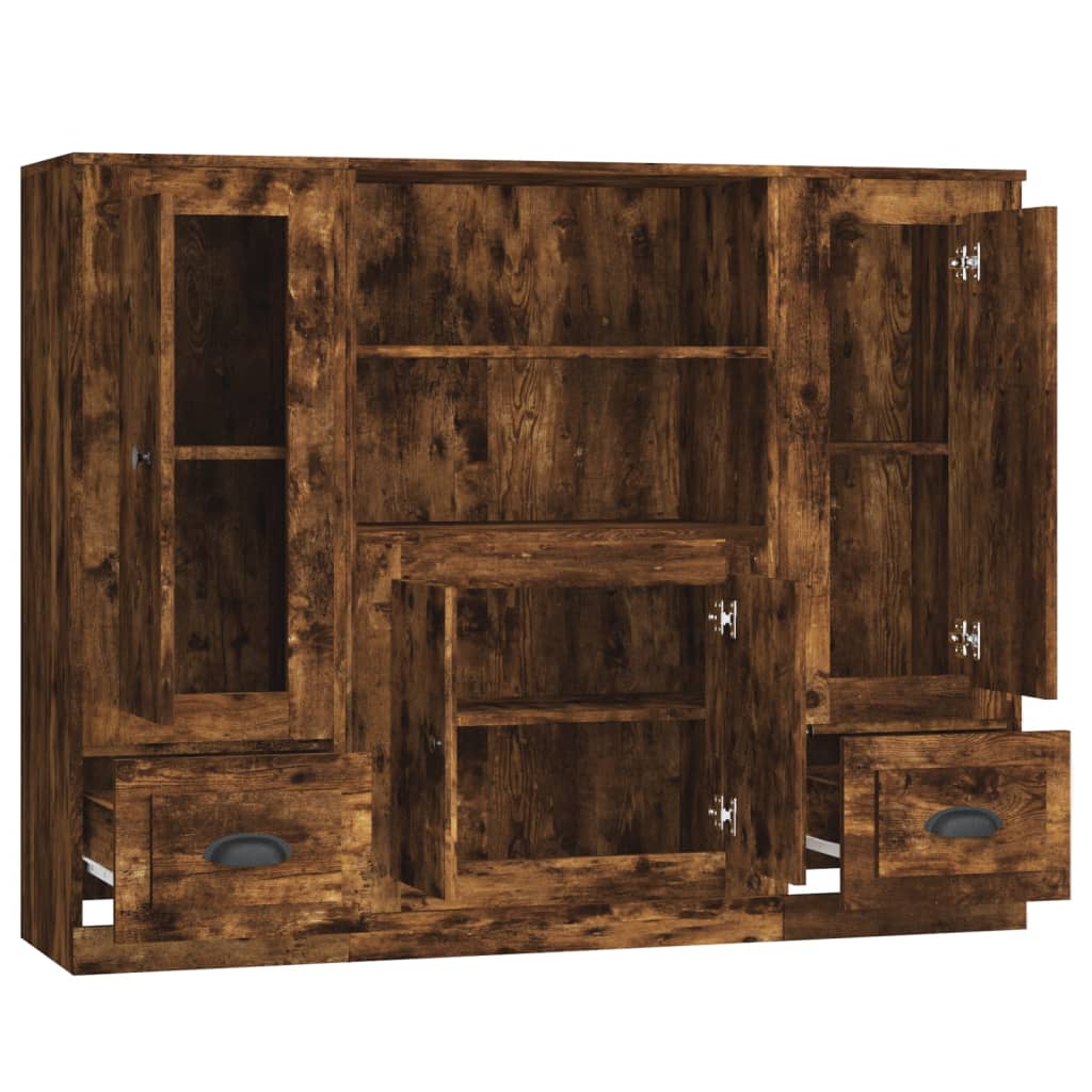 Hoge kasten 3 st bewerkt hout gerookt eikenkleurig is nu te koop bij PeponiXL, paradijselijk wonen!