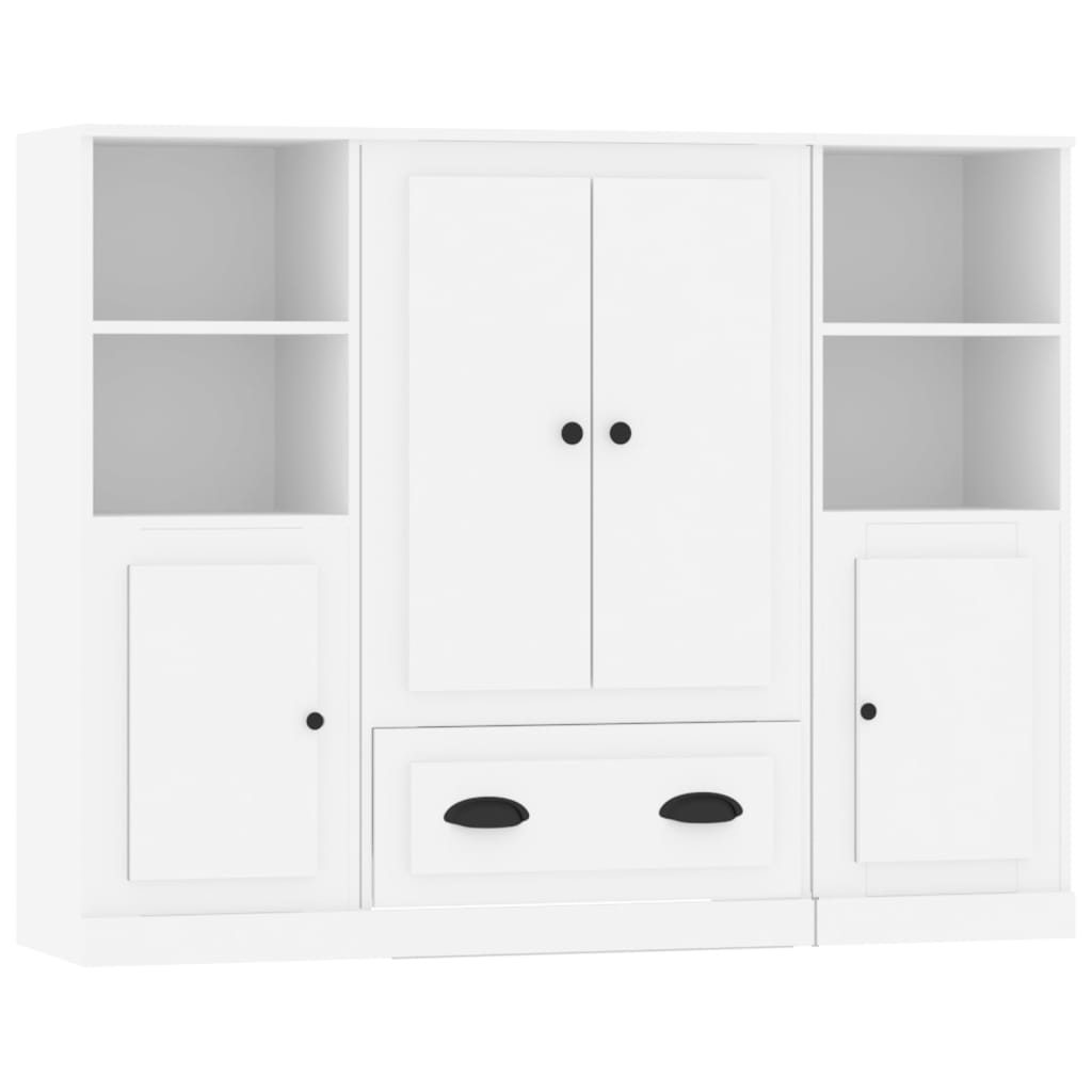 Hoge kasten 3 st bewerkt hout wit is nu te koop bij PeponiXL, paradijselijk wonen!