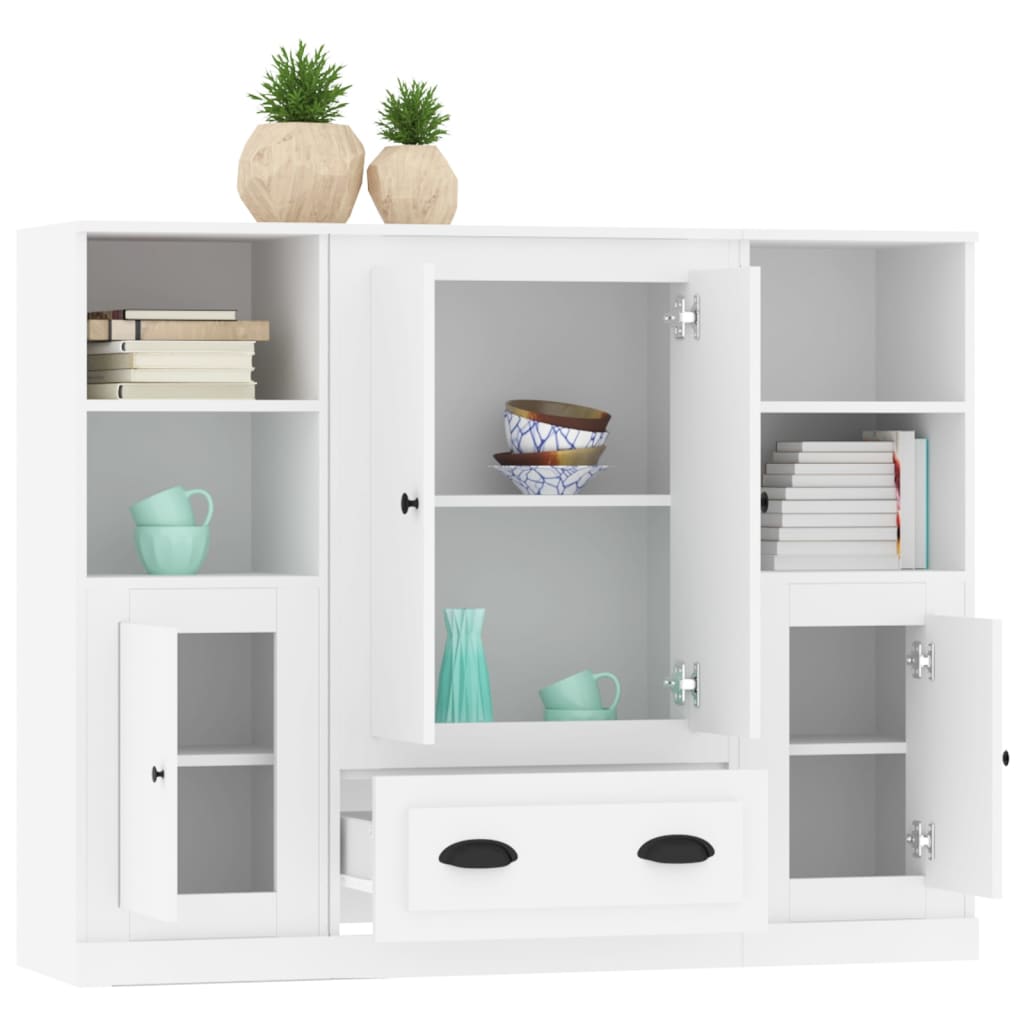 Hoge kasten 3 st bewerkt hout wit is nu te koop bij PeponiXL, paradijselijk wonen!