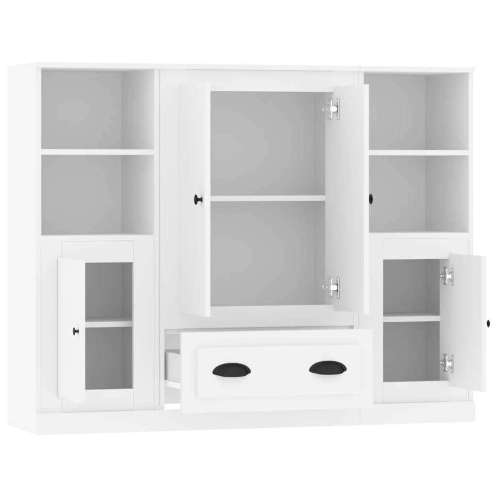 Hoge kasten 3 st bewerkt hout wit is nu te koop bij PeponiXL, paradijselijk wonen!