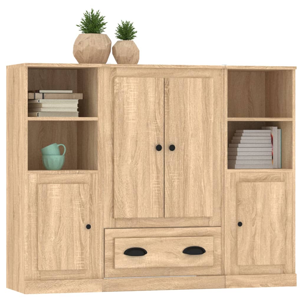 Hoge kasten 3 st bewerkt hout sonoma eikenkleurig is nu te koop bij PeponiXL, paradijselijk wonen!