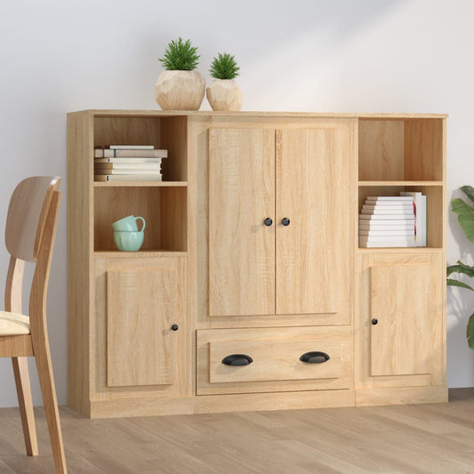 Hoge kasten 3 st bewerkt hout sonoma eikenkleurig is nu te koop bij PeponiXL, paradijselijk wonen!