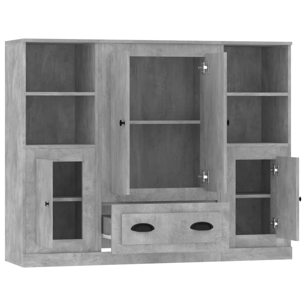 Hoge kasten 3 st bewerkt hout betongrijs is nu te koop bij PeponiXL, paradijselijk wonen!