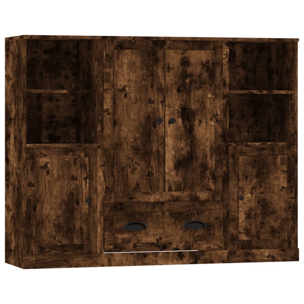 Hoge kasten 3 st bewerkt hout gerookt eikenkleurig is nu te koop bij PeponiXL, paradijselijk wonen!