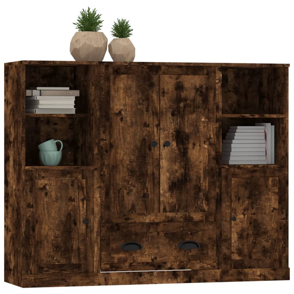 Hoge kasten 3 st bewerkt hout gerookt eikenkleurig is nu te koop bij PeponiXL, paradijselijk wonen!