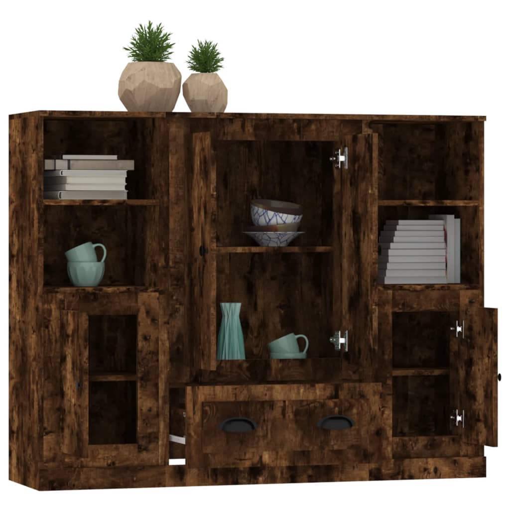 Hoge kasten 3 st bewerkt hout gerookt eikenkleurig is nu te koop bij PeponiXL, paradijselijk wonen!