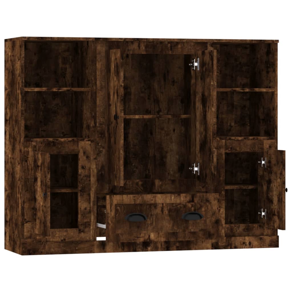 Hoge kasten 3 st bewerkt hout gerookt eikenkleurig is nu te koop bij PeponiXL, paradijselijk wonen!