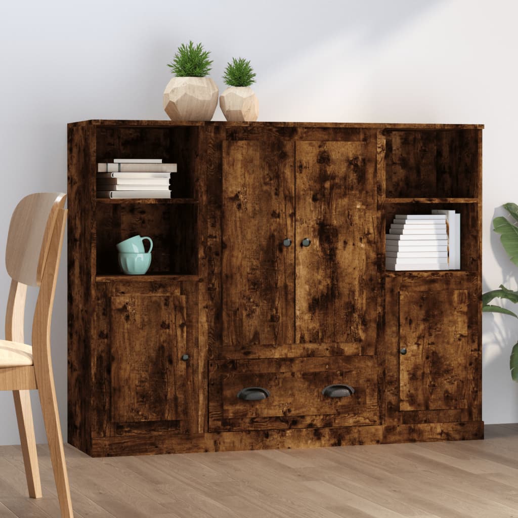 Hoge kasten 3 st bewerkt hout gerookt eikenkleurig is nu te koop bij PeponiXL, paradijselijk wonen!