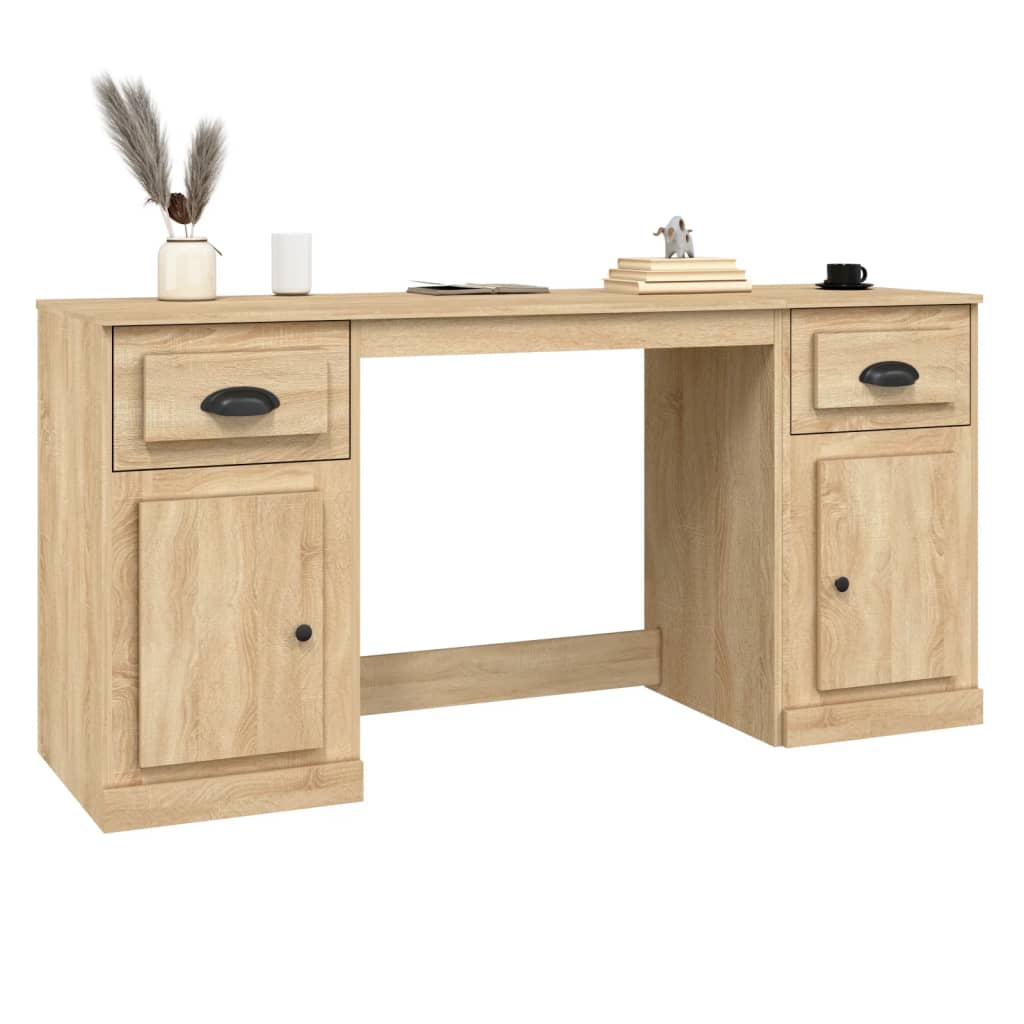 Bureau met kast bewerkt hout sonoma eikenkleurig is nu te koop bij PeponiXL, paradijselijk wonen!