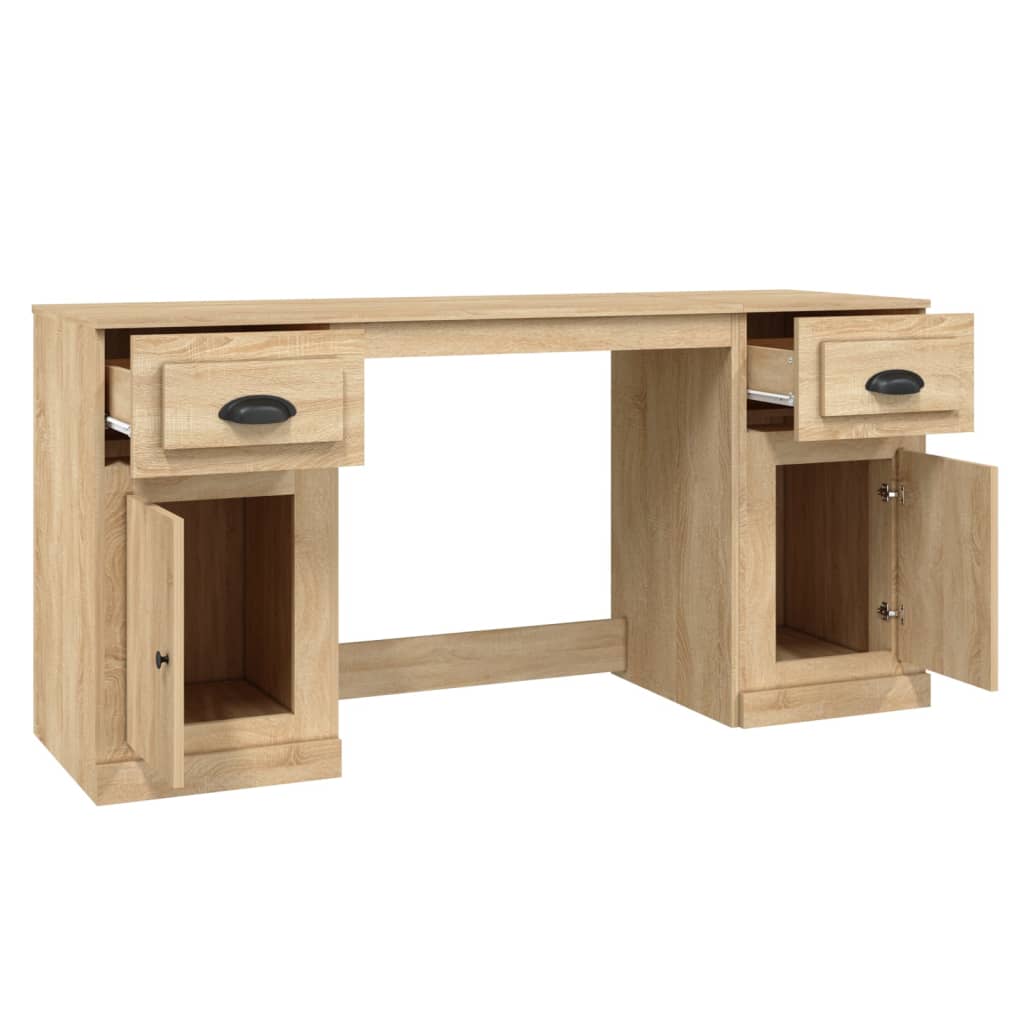 Bureau met kast bewerkt hout sonoma eikenkleurig is nu te koop bij PeponiXL, paradijselijk wonen!