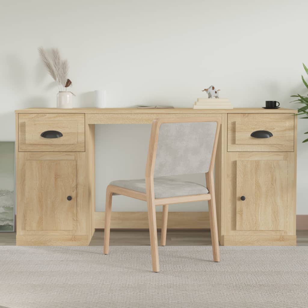 Bureau met kast bewerkt hout sonoma eikenkleurig is nu te koop bij PeponiXL, paradijselijk wonen!