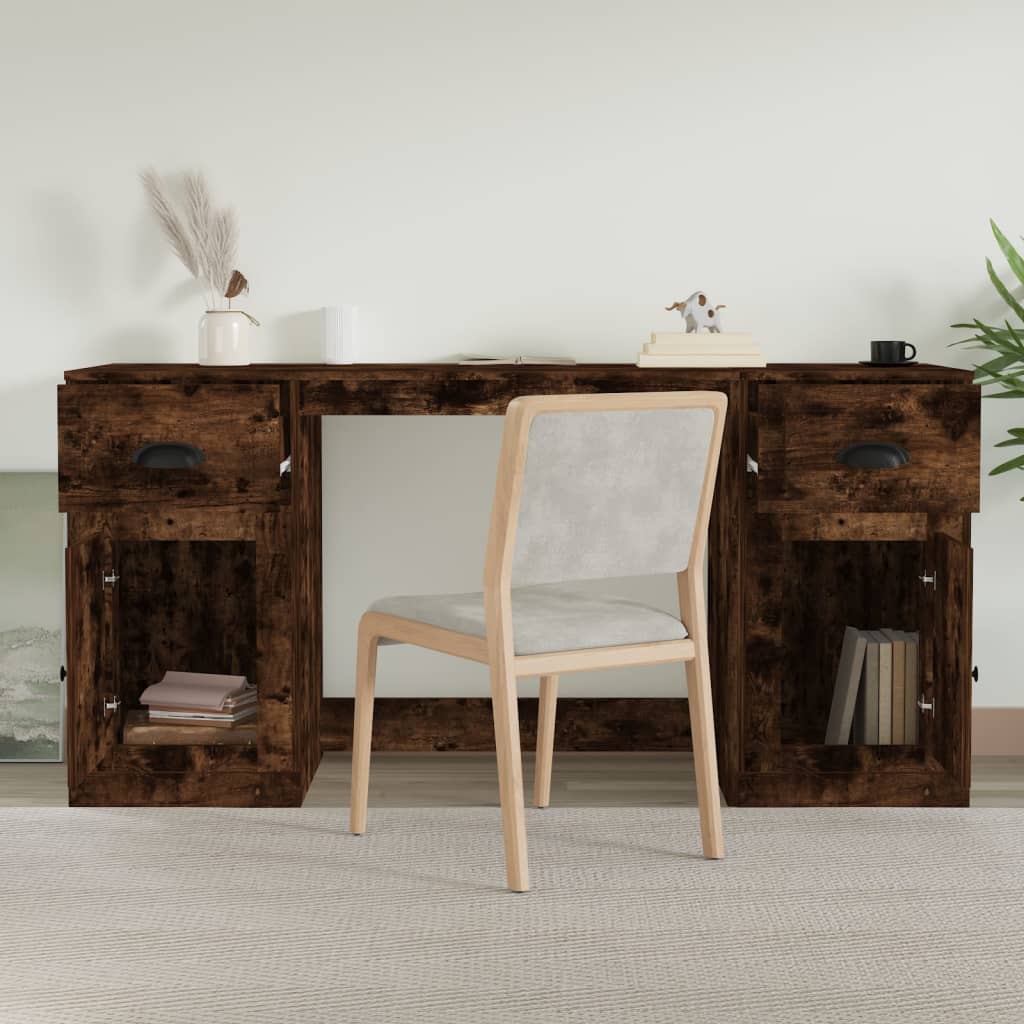 Bureau met kast bewerkt hout gerookt eikenkleurig is nu te koop bij PeponiXL, paradijselijk wonen!