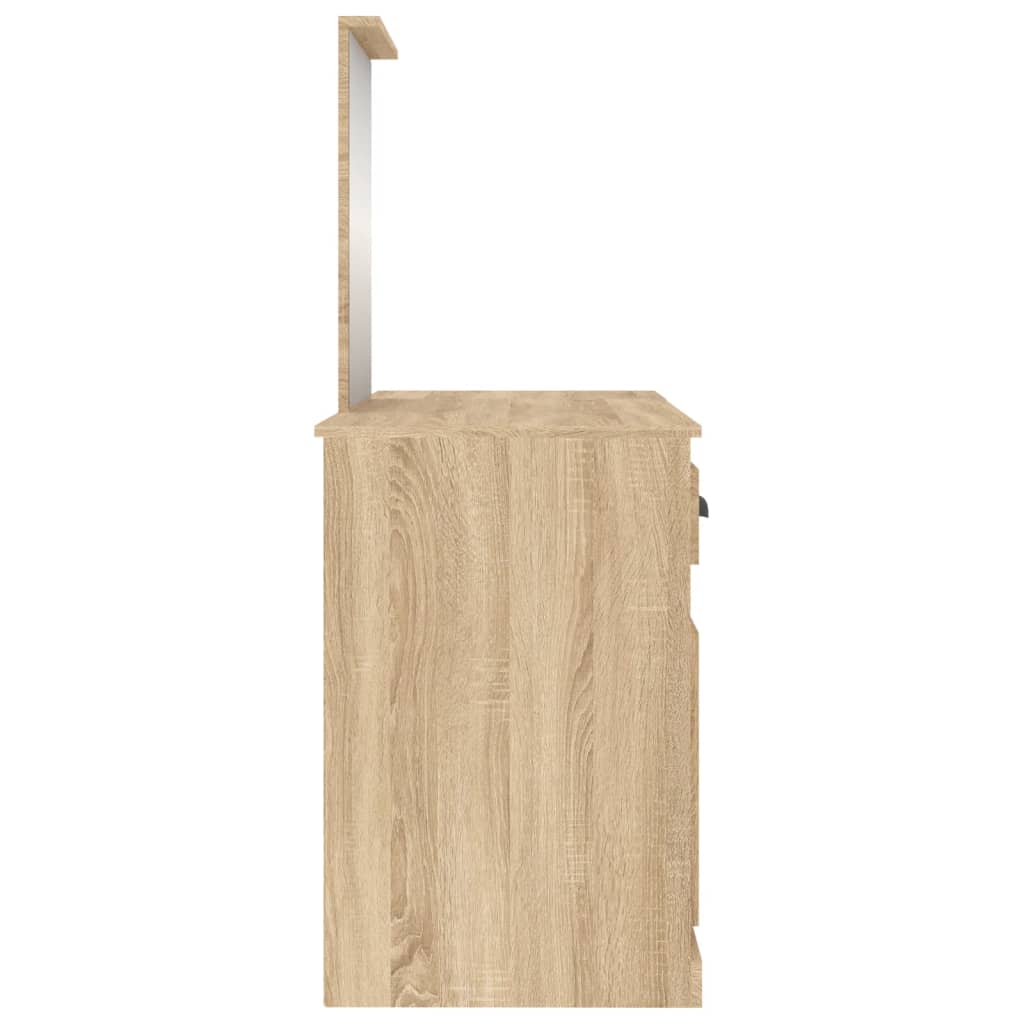 Kaptafel met spiegel 130x50x132,5 cm sonoma eikenkleurig is nu te koop bij PeponiXL, paradijselijk wonen!