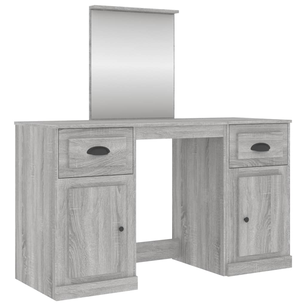 Kaptafel met spiegel 130x50x132,5 cm grijs sonoma eikenkleurig is nu te koop bij PeponiXL, paradijselijk wonen!
