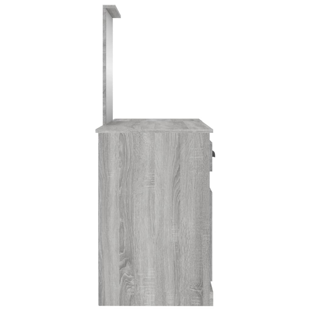 Kaptafel met spiegel 130x50x132,5 cm grijs sonoma eikenkleurig is nu te koop bij PeponiXL, paradijselijk wonen!