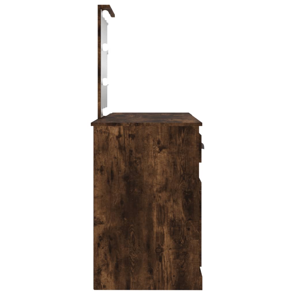 Kaptafel met LED-verlichting 130x50x132,5 cm gerookt eikenkleur is nu te koop bij PeponiXL, paradijselijk wonen!