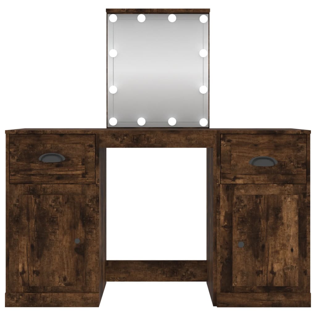 Kaptafel met LED-verlichting 130x50x132,5 cm gerookt eikenkleur is nu te koop bij PeponiXL, paradijselijk wonen!