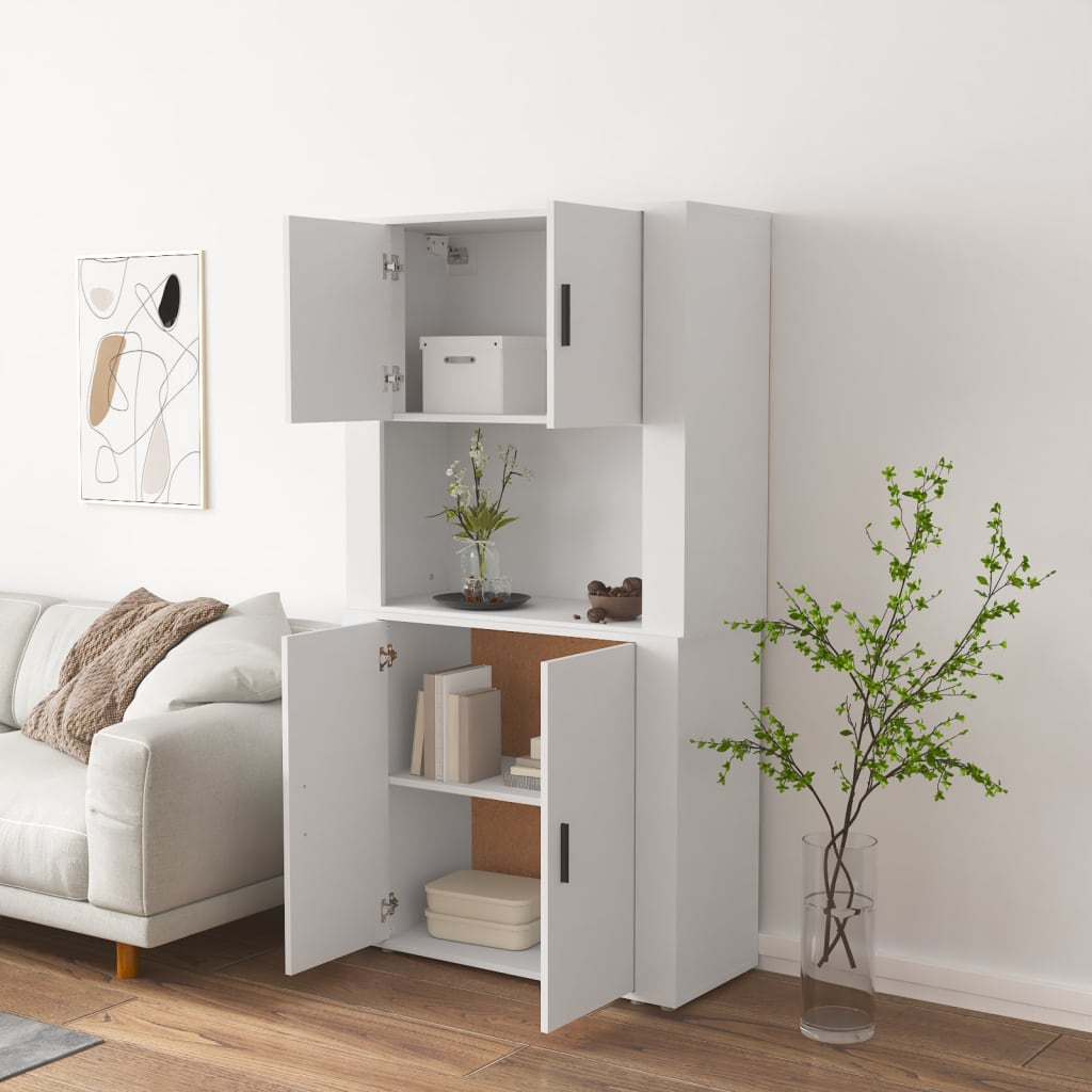 Hoge kast bewerkt hout wit is nu te koop bij PeponiXL, paradijselijk wonen!
