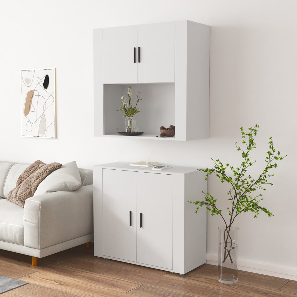 Hoge kast bewerkt hout wit is nu te koop bij PeponiXL, paradijselijk wonen!