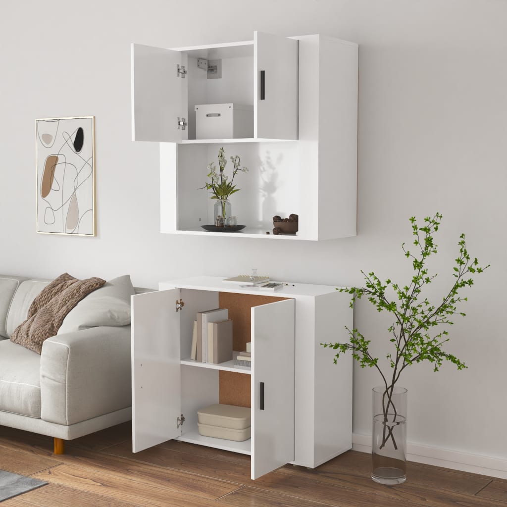 Hoge kast bewerkt hout wit is nu te koop bij PeponiXL, paradijselijk wonen!