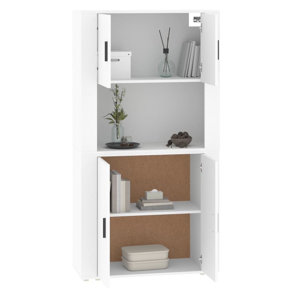 Hoge kast bewerkt hout wit is nu te koop bij PeponiXL, paradijselijk wonen!
