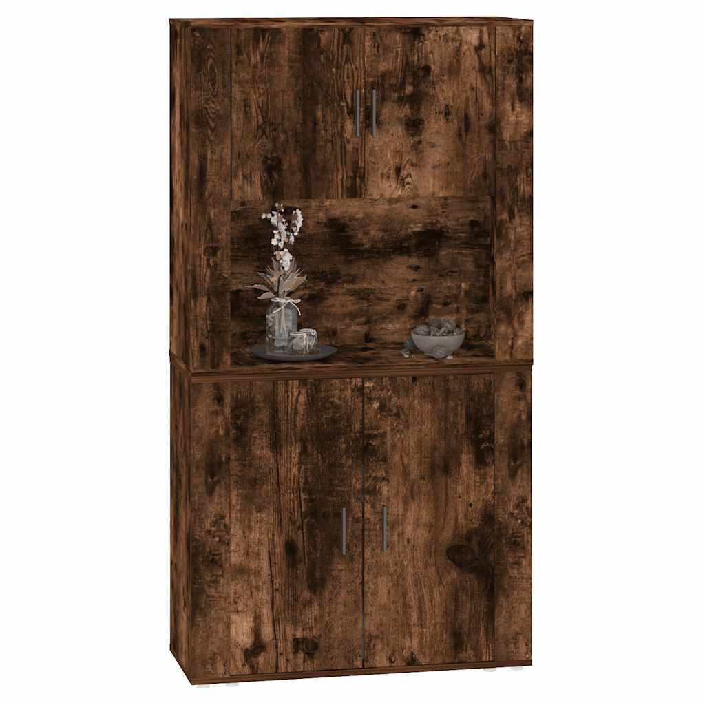 Hoge kast bewerkt hout gerookt eikenkleurig is nu te koop bij PeponiXL, paradijselijk wonen!