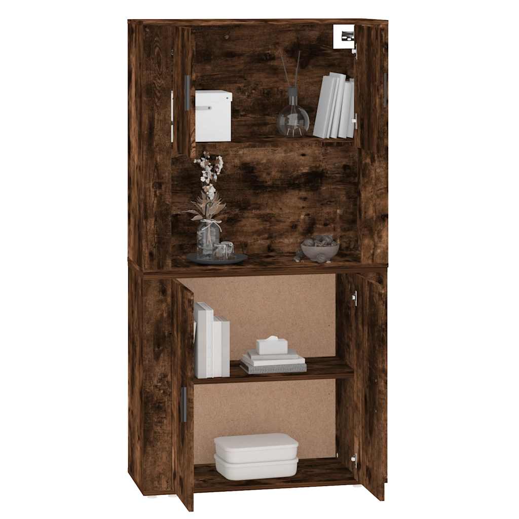 Hoge kast bewerkt hout gerookt eikenkleurig is nu te koop bij PeponiXL, paradijselijk wonen!