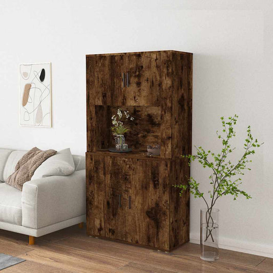 Hoge kast bewerkt hout gerookt eikenkleurig is nu te koop bij PeponiXL, paradijselijk wonen!