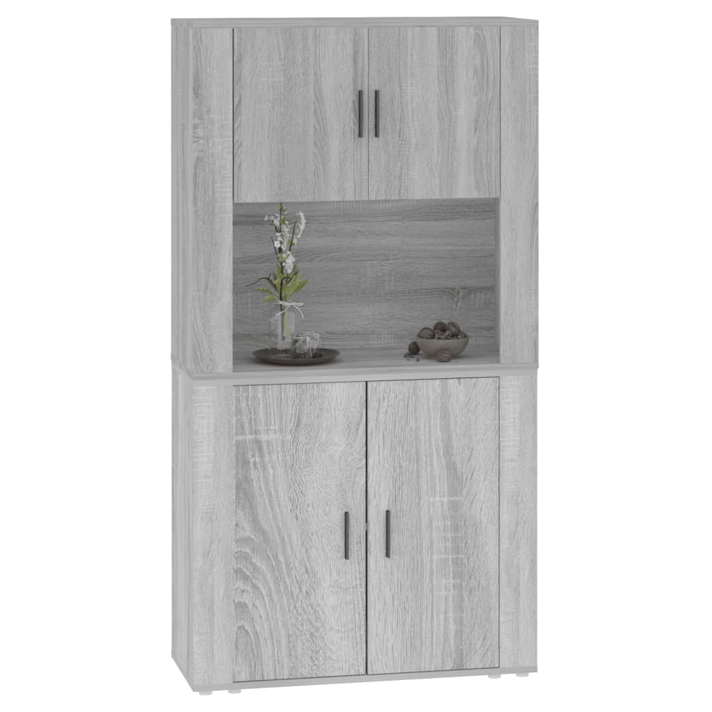 Hoge kast bewerkt hout grijs sonoma eikenkleurig is nu te koop bij PeponiXL, paradijselijk wonen!