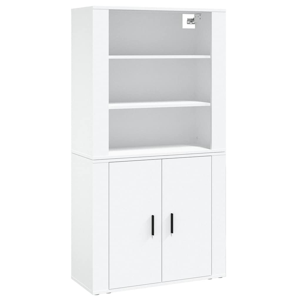 Hoge kast bewerkt hout wit is nu te koop bij PeponiXL, paradijselijk wonen!