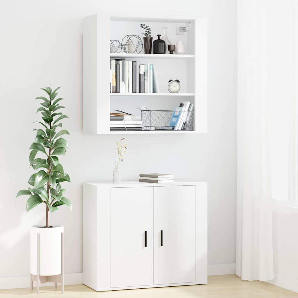 Hoge kast bewerkt hout wit is nu te koop bij PeponiXL, paradijselijk wonen!