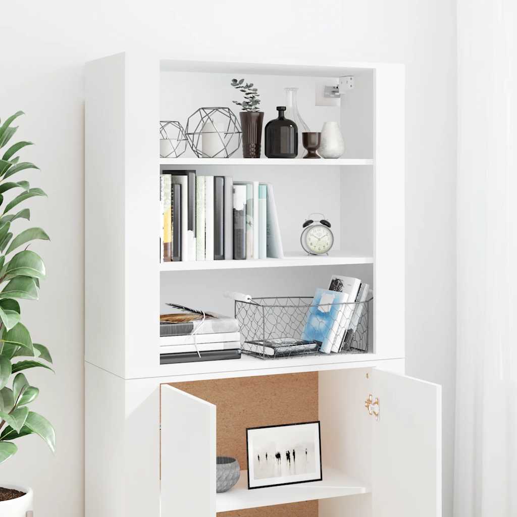 Hoge kast bewerkt hout wit is nu te koop bij PeponiXL, paradijselijk wonen!