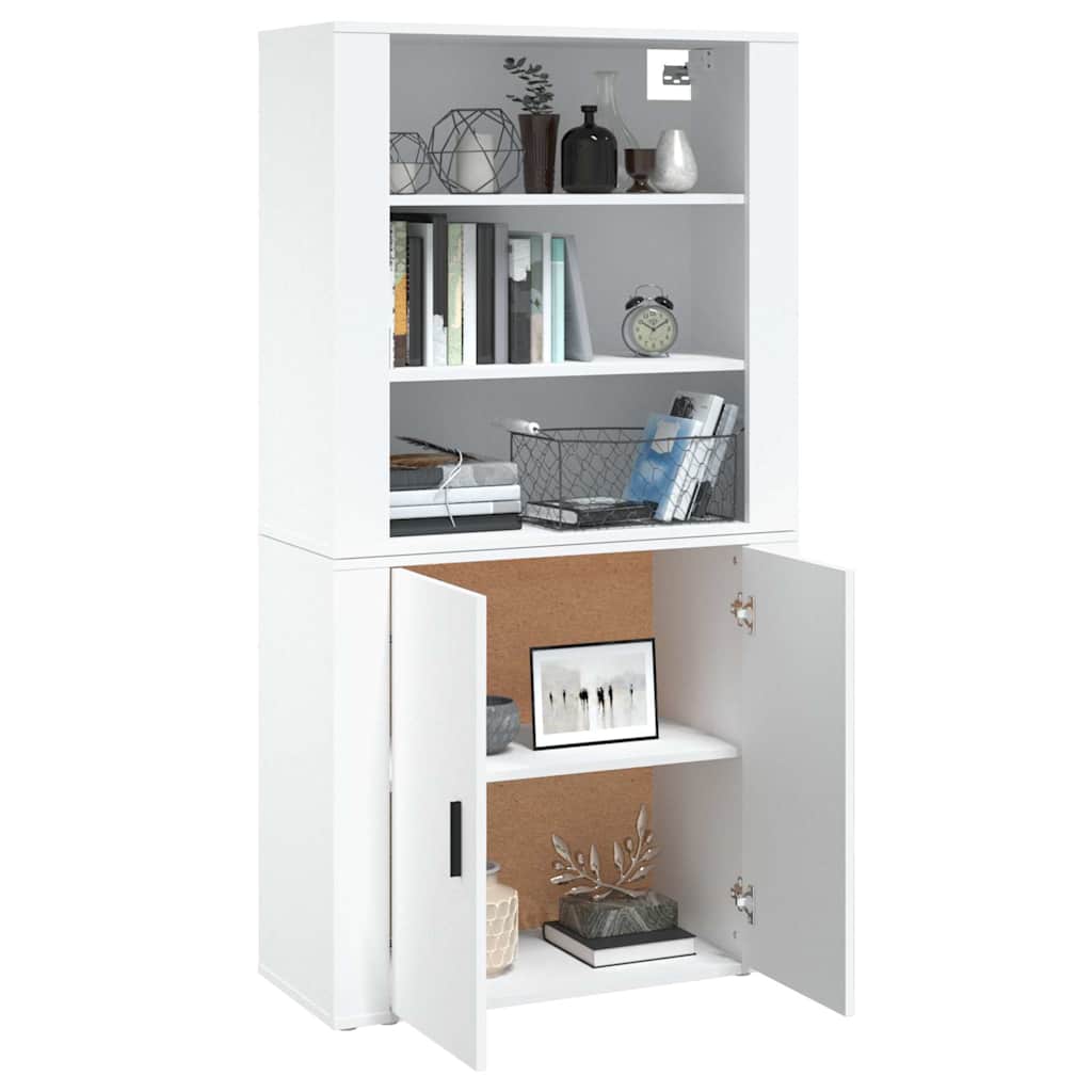 Hoge kast bewerkt hout wit is nu te koop bij PeponiXL, paradijselijk wonen!