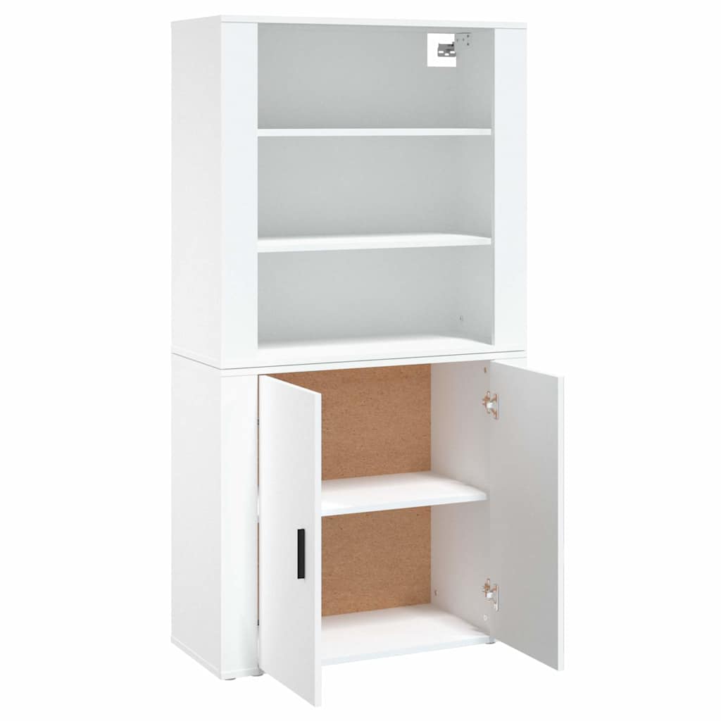 Hoge kast bewerkt hout wit is nu te koop bij PeponiXL, paradijselijk wonen!