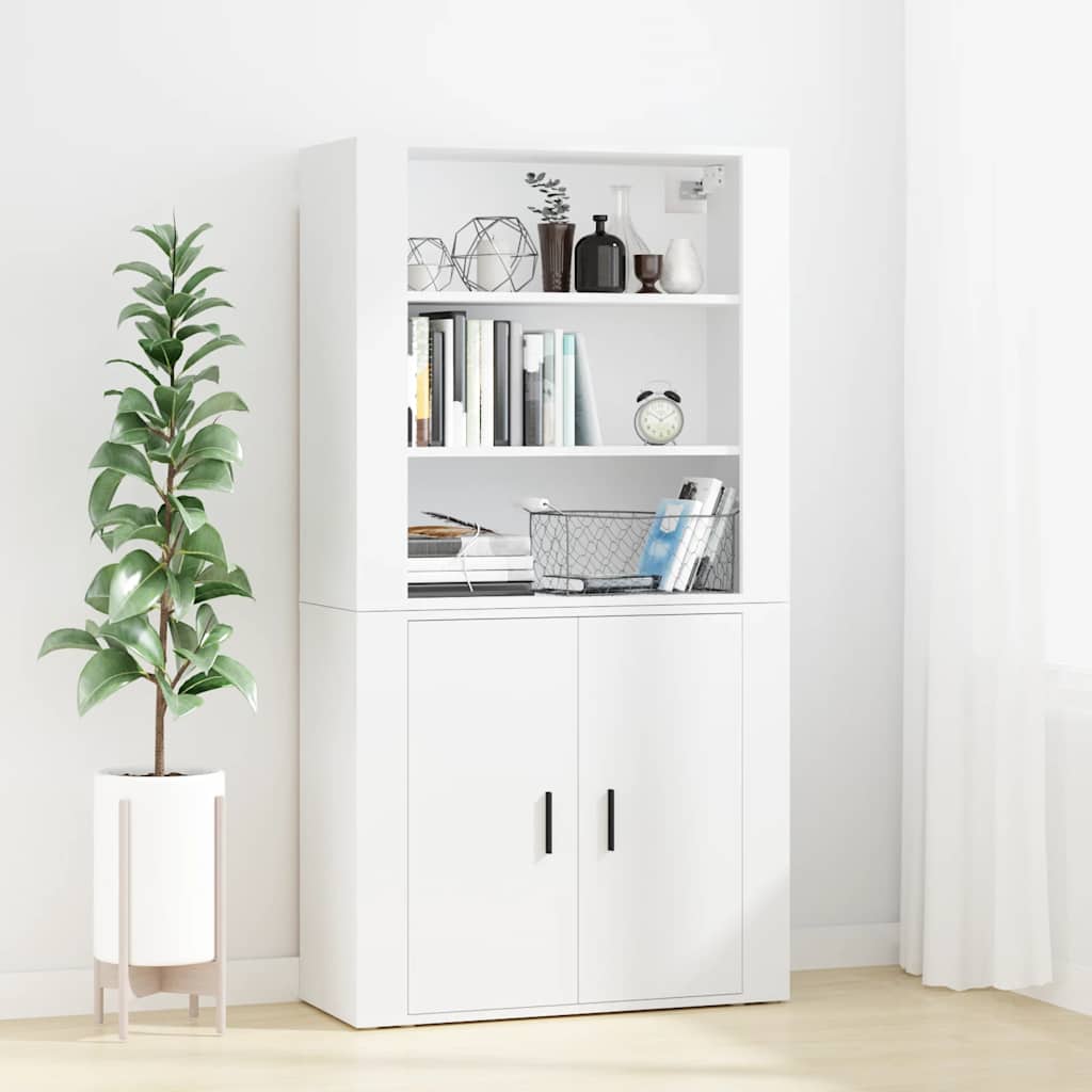 Hoge kast bewerkt hout wit is nu te koop bij PeponiXL, paradijselijk wonen!