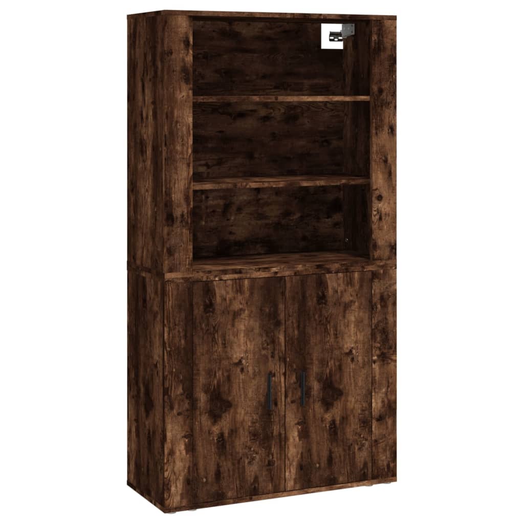 Hoge kast bewerkt hout gerookt eikenkleurig is nu te koop bij PeponiXL, paradijselijk wonen!