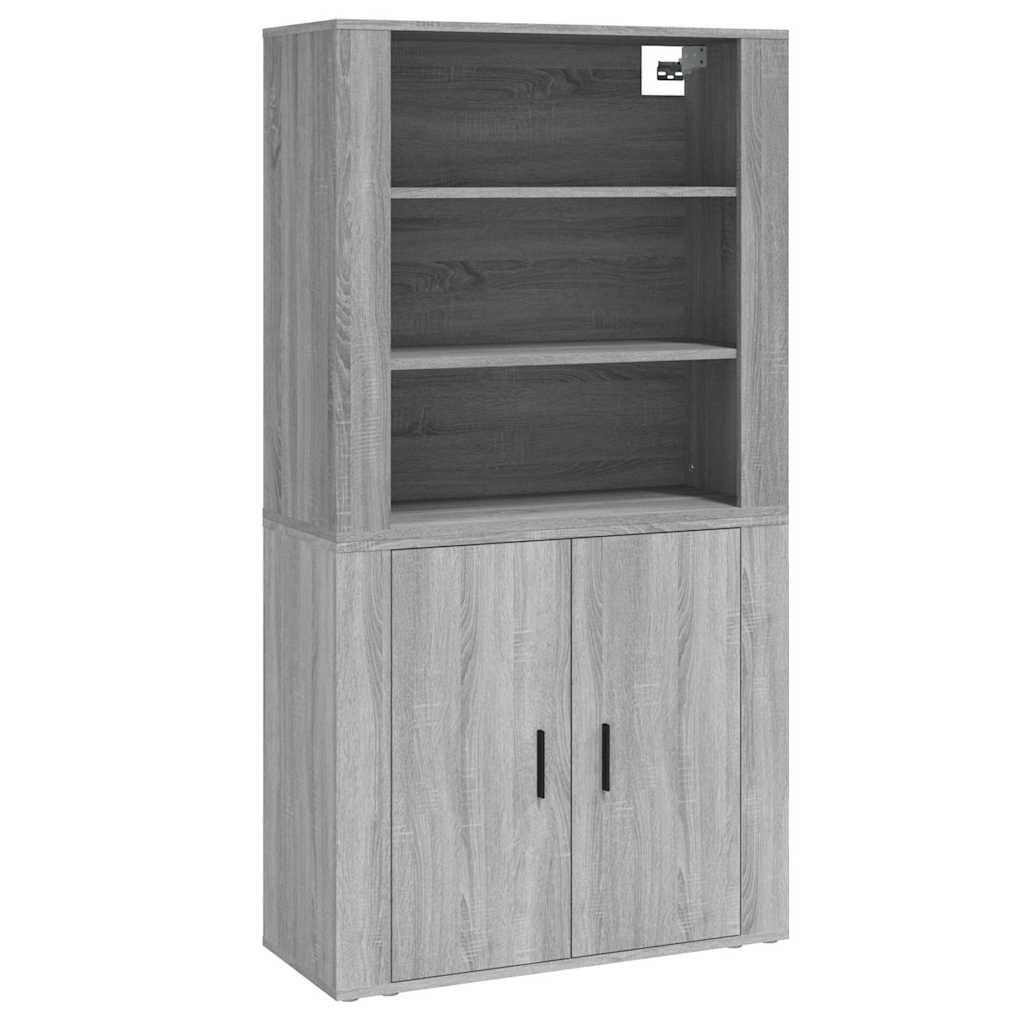 Hoge kast bewerkt hout grijs sonoma eikenkleurig is nu te koop bij PeponiXL, paradijselijk wonen!