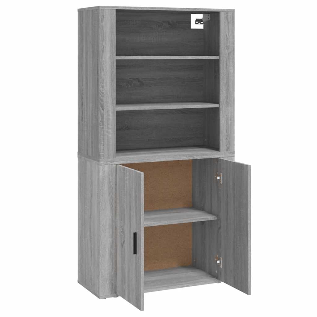 Hoge kast bewerkt hout grijs sonoma eikenkleurig is nu te koop bij PeponiXL, paradijselijk wonen!