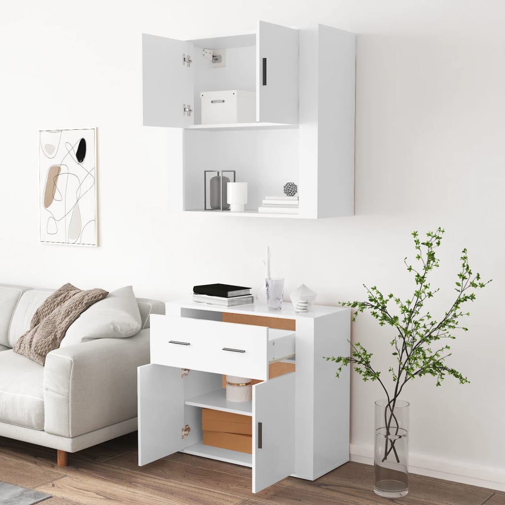 Hoge kast bewerkt hout wit is nu te koop bij PeponiXL, paradijselijk wonen!