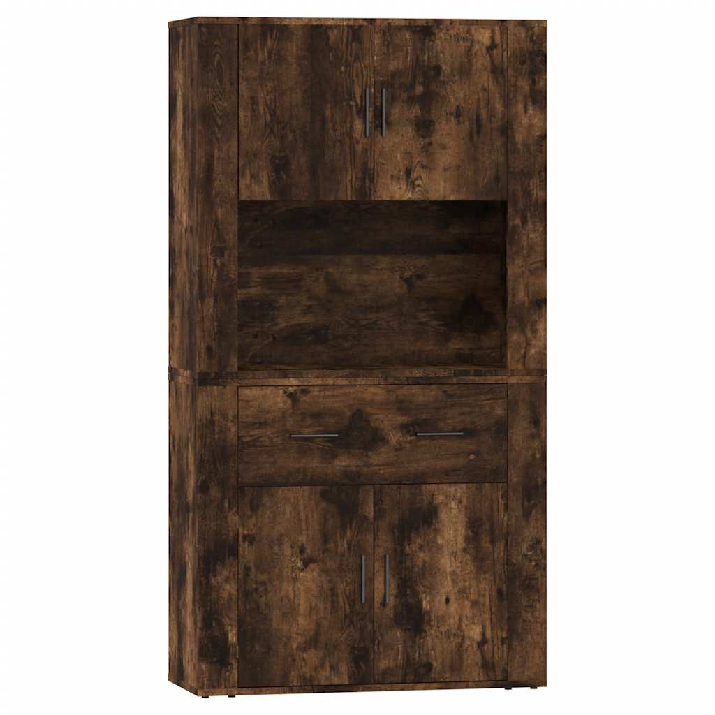 Hoge kast bewerkt hout gerookt eikenkleurig is nu te koop bij PeponiXL, paradijselijk wonen!