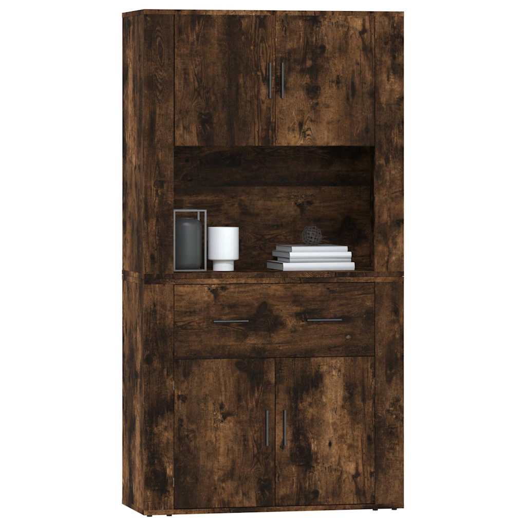 Hoge kast bewerkt hout gerookt eikenkleurig is nu te koop bij PeponiXL, paradijselijk wonen!