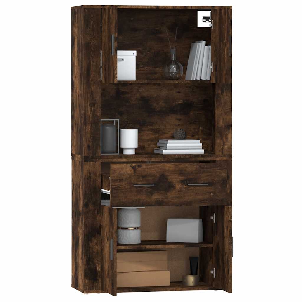 Hoge kast bewerkt hout gerookt eikenkleurig is nu te koop bij PeponiXL, paradijselijk wonen!