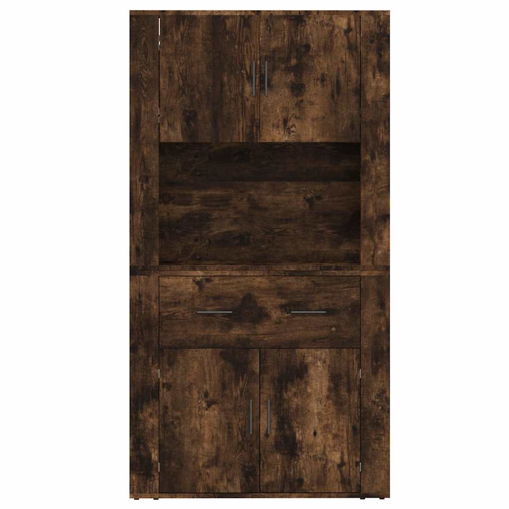 Hoge kast bewerkt hout gerookt eikenkleurig is nu te koop bij PeponiXL, paradijselijk wonen!