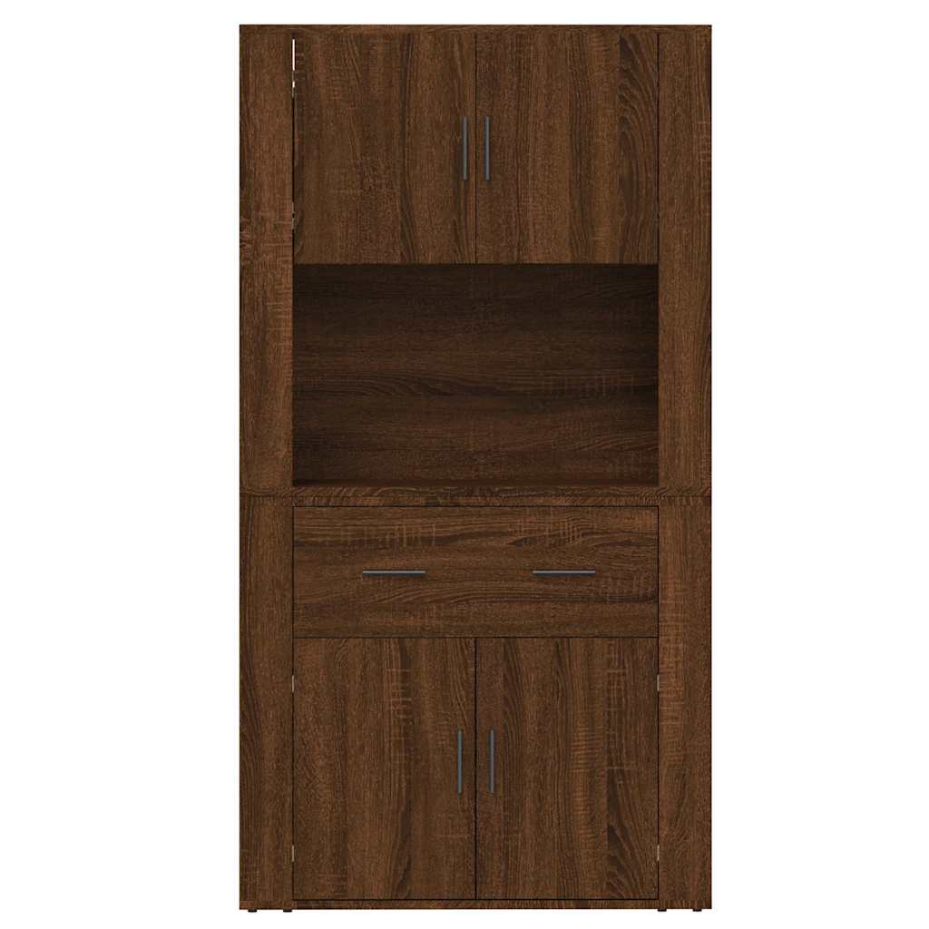 Hoge kast bewerkt hout bruin eikenkleur is nu te koop bij PeponiXL, paradijselijk wonen!