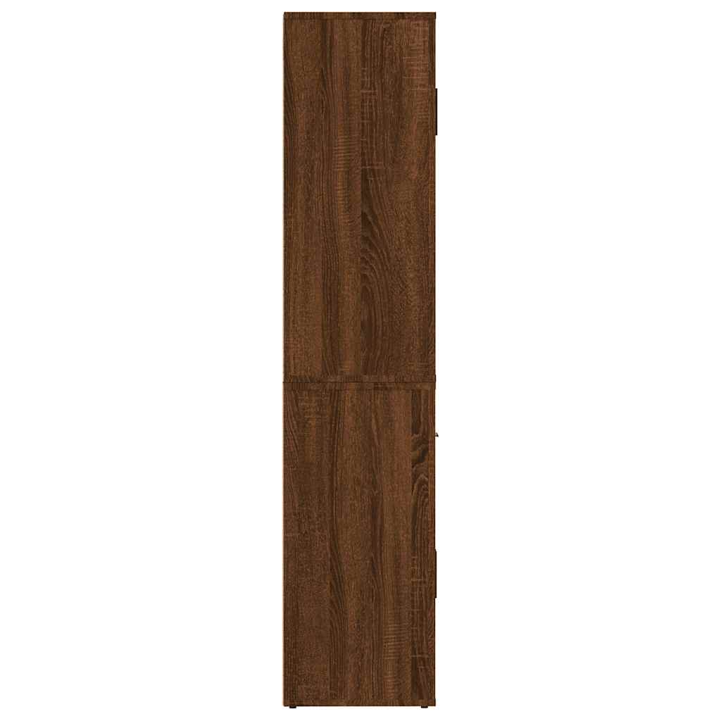 Hoge kast bewerkt hout bruin eikenkleur is nu te koop bij PeponiXL, paradijselijk wonen!