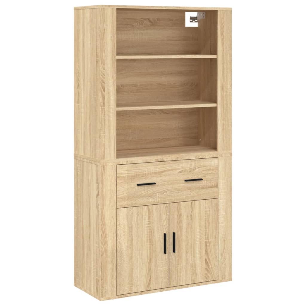 Hoge kast bewerkt hout sonoma eikenkleurig is nu te koop bij PeponiXL, paradijselijk wonen!