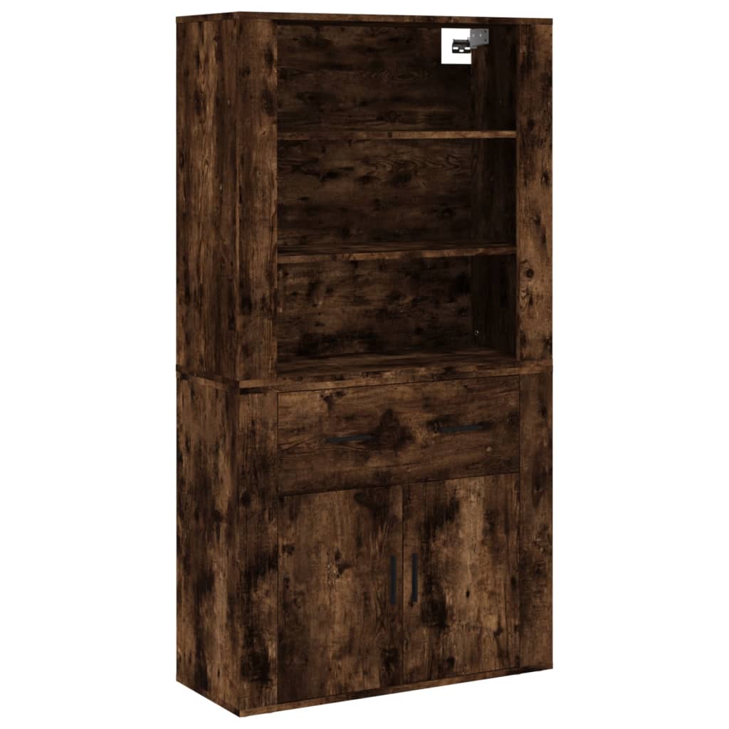 Hoge kast bewerkt hout gerookt eikenkleurig is nu te koop bij PeponiXL, paradijselijk wonen!