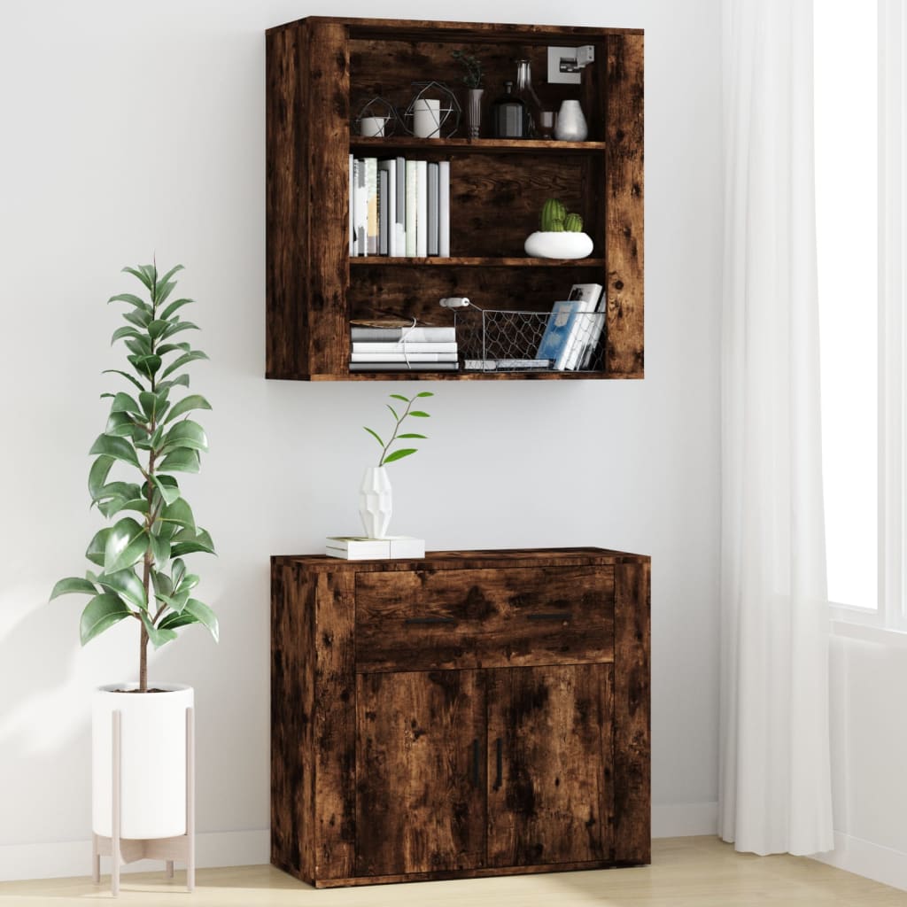 Hoge kast bewerkt hout gerookt eikenkleurig is nu te koop bij PeponiXL, paradijselijk wonen!