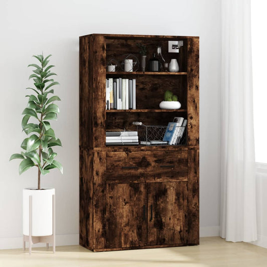 Hoge kast bewerkt hout gerookt eikenkleurig is nu te koop bij PeponiXL, paradijselijk wonen!