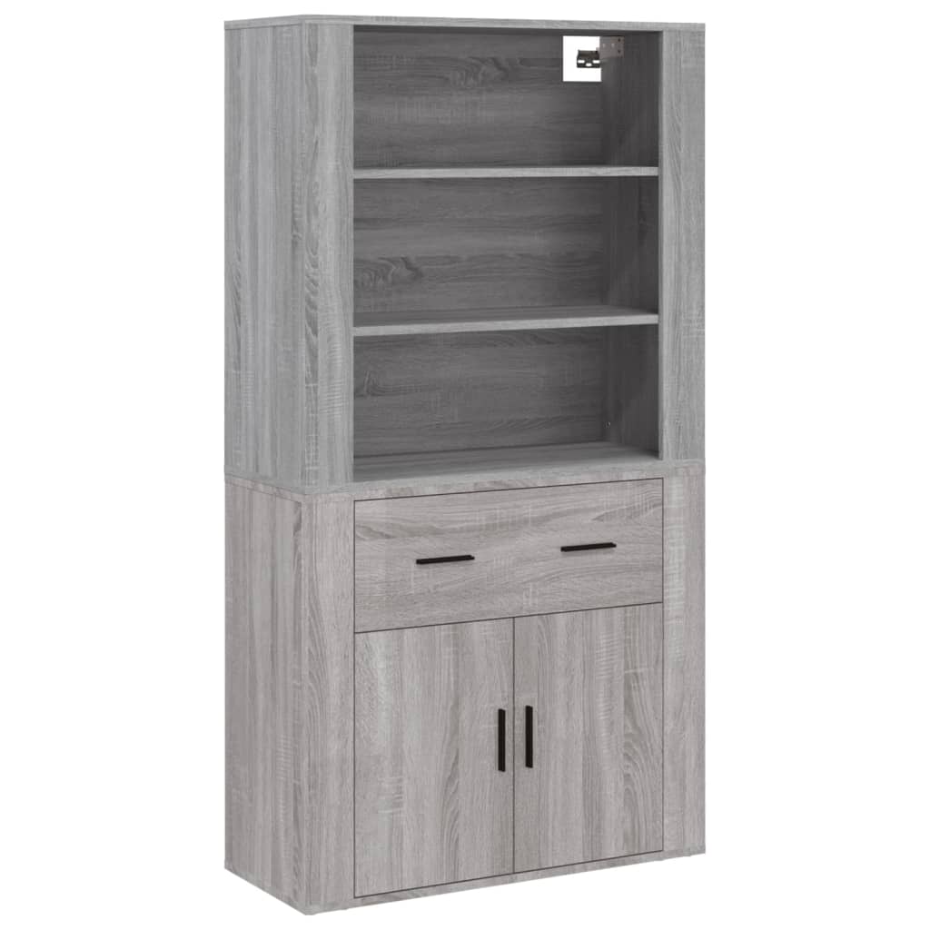 Hoge kast bewerkt hout grijs sonoma eikenkleurig is nu te koop bij PeponiXL, paradijselijk wonen!